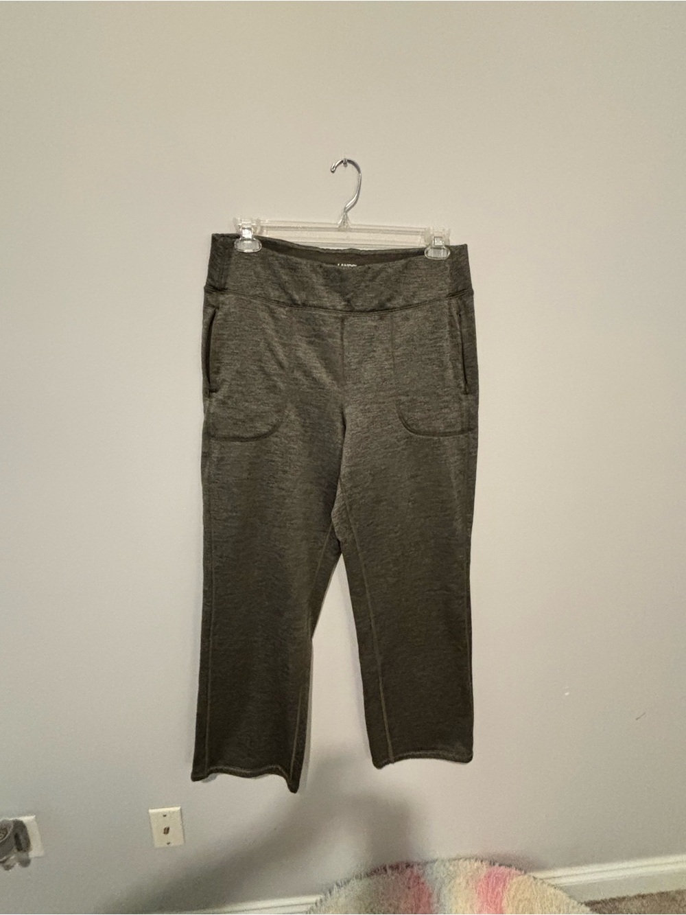 Lands end fleece lined green heather Knit Wide-Waistband Lounge Pants